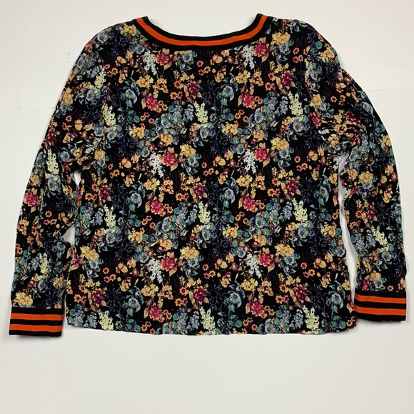 Anthropologie Rdalamal Black Floral Top Blouse Size 12 Long Sleeves - Picture 3 of 9